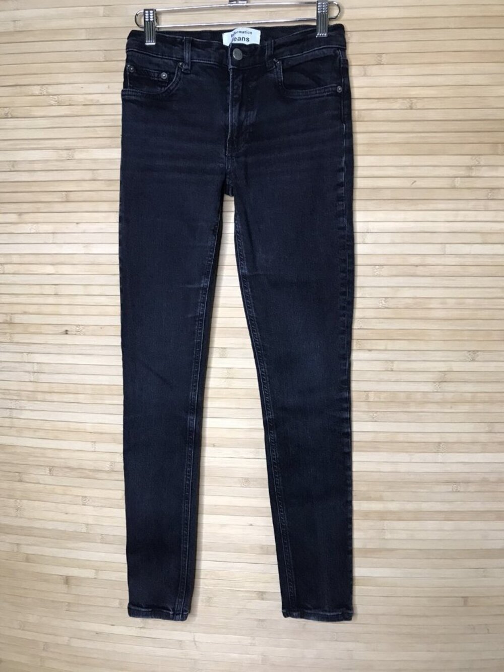 Reformation Women's High Rise Skinny Black Button Fly Jeans Sz 24